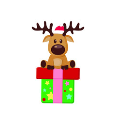 Cute reindeer and christmas gift illustrations