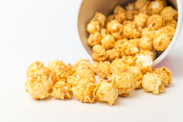 Popcorn made of corn on white background