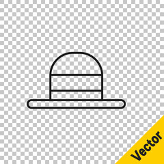 Black line Elegant women hat icon isolated on transparent background. Vector.