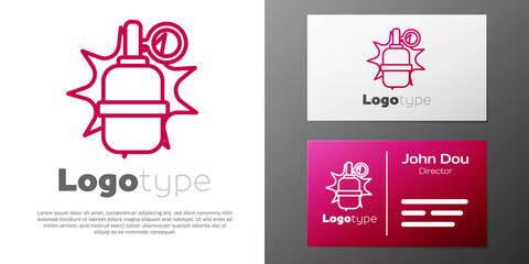 Logotype line Hand grenade icon isolated on white background. Bomb explosion. Logo design template element. Vector.