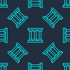 Green line Prison window icon isolated seamless pattern on blue background. Vector.