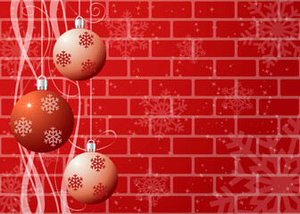 Merry christmas, ornaments on the brick wall backgroun