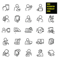 Voice Recognition Technology Thin Line Icons - stock illustration