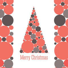 Christmas card with abstract christmas tree. Gold, gray, white and red colors. Vector illustration, you use wallpaper, background, card, banner or you want. Eps 10. 