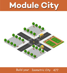 Isometric 3d block module of the district part of