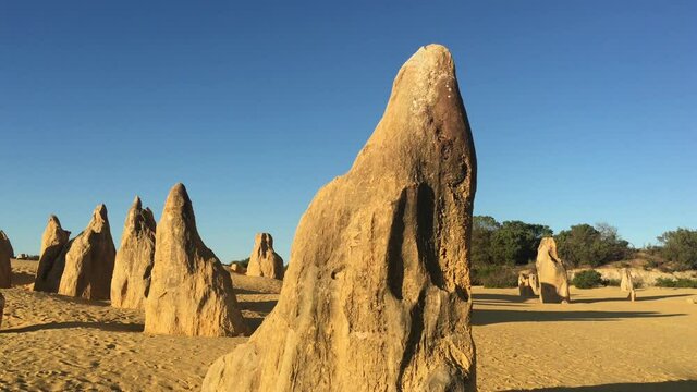 Pinnacle desert limestone formations landscape near Cervantes in Western Australia.