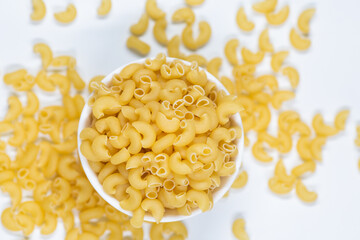 raw pasta on a white