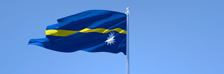 3D rendering of the national flag of Nauru waving in the wind