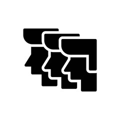 glyph style icon of avatar group isolated on white background. EPS 10