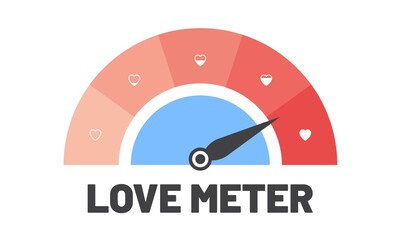 Love meter for Valentine's Day or wedding card. Indicator with heart symbol