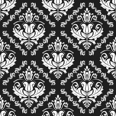 Classic seamless vector pattern. Damask orient dark ornament. Classic vintage background. Orient black and white ornament for fabric, wallpaper and packaging