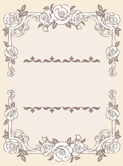 バラの花を使ったアンティークな装飾フレームと装飾エレメント。ベクター素材