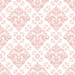 Orient vector classic pink and white pattern. Seamless abstract background with vintage elements. Orient background. Ornament for wallpaper and packaging