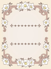 Decorative vintage frame and elements in antique gothic style. Vector illustration.