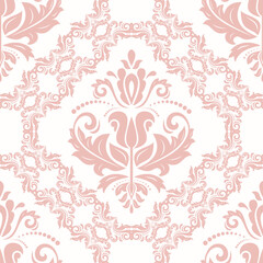 Orient vector classic pattern. Seamless abstract background with vintage elements. Orient pink and white background. Ornament for wallpaper and packaging