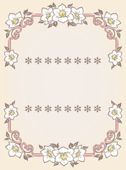 ユーチャリスの花を使ったアンティークな装飾フレームと装飾エレメント。ベクター素材