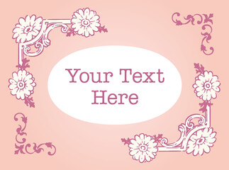 ガーベラの花を使ったアンティークな装飾フレームと装飾エレメント。ベクター素材