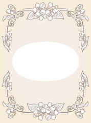 スズランの花を使ったアンティークな装飾フレーム。ベクター素材