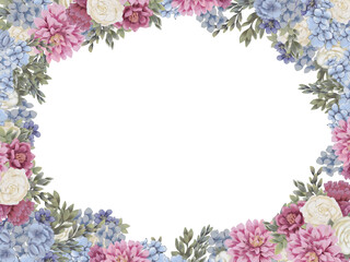 Floral frame for design save the date cards, invitations, posters and birthday decoration