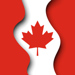 Abstract new waving flag of canada. Protest actions. Creative background for design of poster canadian patriotic holiday. Vector illustration of the canadian flag. Paper cut. Banner