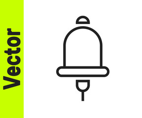 Black line Ringing alarm bell icon isolated on white background. Fire alarm system. Service bell, handbell sign, notification symbol. Vector.