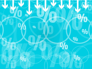 Percent on arrows blue background.