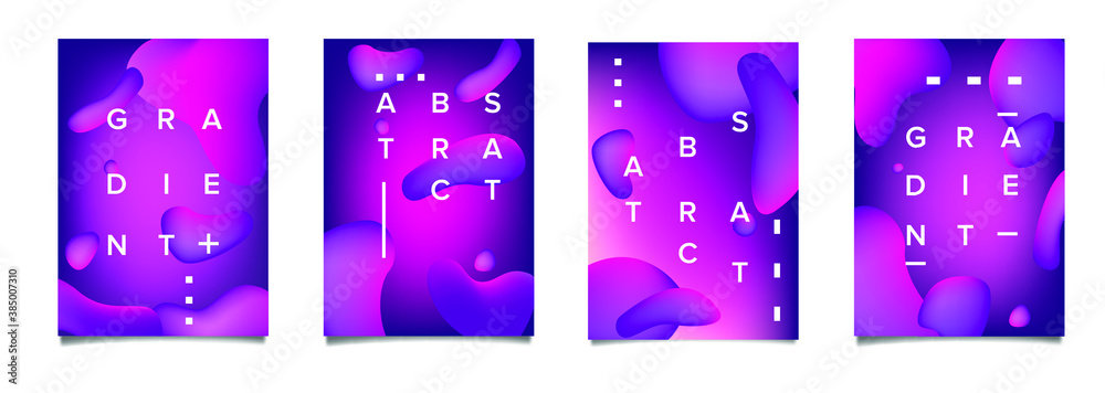 Aufkleber Abstract geometric shapes with neon gradient like in lava lamp. Futuristic cover with liquid organic smooth blobs.