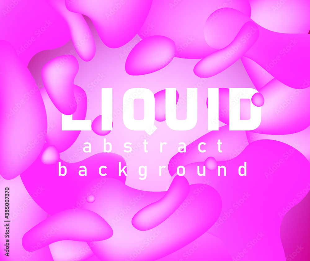 Poster Abstract geometric shapes with neon gradient like in lava lamp. Futuristic cover with liquid organic smooth blobs.