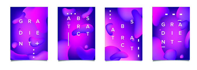 Abstract geometric shapes with neon gradient like in lava lamp. Futuristic cover with liquid organic smooth blobs.