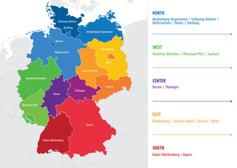 Vector map of regions of Germany