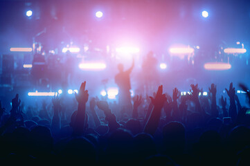 Fototapeta na wymiar cheering crowd at a rock concert.