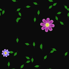 Flowers and leafs seamless ornamental vector pattern.