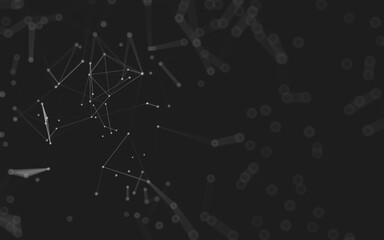 Abstract background. Molecules technology with polygonal shapes, connecting dots and lines. Connection structure. Big data visualization.