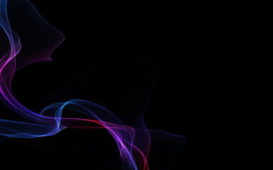 Dark abstract background with a glowing abstract waves
