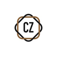 Initial Letter cz Elegance Logo Design Template. Creative line badge template logo - obrazy, fototapety, plakaty