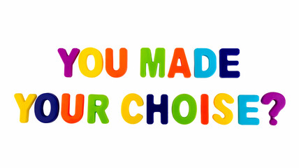 Text YOU MADE YOUR CHOISE? on a white background