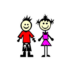 cartoon image of brother and sister vector illustration