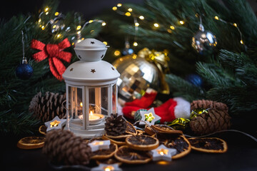 Christmas flashlight, Christmas toys, Christmas toys. Beautiful bokeh.