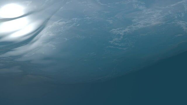 Ocean waves during storm with animation waving of waterline. Animation of seamless loop.