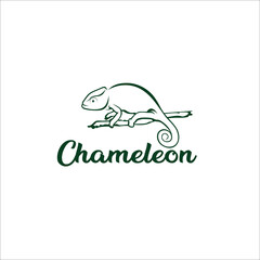 Obraz premium chameleon logo design template silhouette vector icon