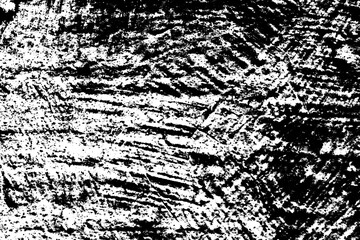 Black and white grunge texture. Black streaks of paint, ink, and dirt. Abstract monochrome background. Pattern of scratches, chips, and wear