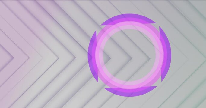 Square and circles shape design spinning against triangles on white background