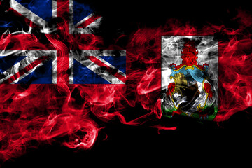 British, Britain, Bermuda smoke flag isolated on black background
