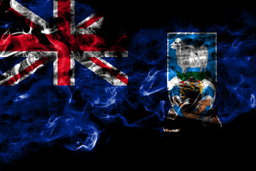 British, Britain, Falkland Islands smoke flag isolated on black background