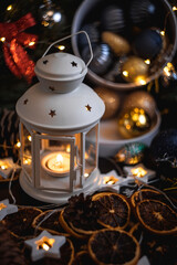 Christmas flashlight, Christmas toys, Christmas toys. Beautiful bokeh.