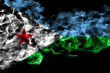 Djibouti, Djiboutian smoke flag isolated on black background