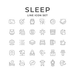 Set line icons of sleep
