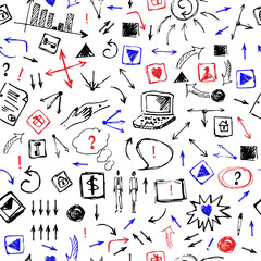 Business doodle seamless pattern