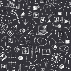 Business doodle seamless pattern