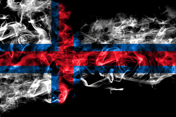 Faroe Islands, Faroese smoke flag isolated on black background